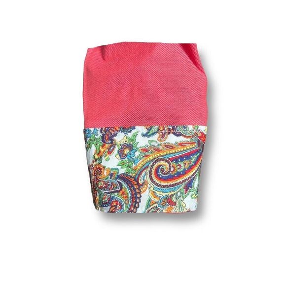 Alan Flusser Men's L Red Button Up Shirt Paisley Contrast Cuff Preppy Retro - Picture 8 of 11